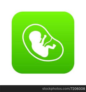 Fetus icon digital green for any design isolated on white vector illustration. Fetus icon digital green