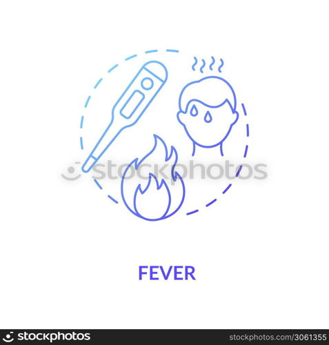 Fever concept icon. Infectious disease, flu symptom. Vaccination contraindications idea thin line illustration. High body temperature. Vector isolated outline RGB color drawing. Fever concept icon