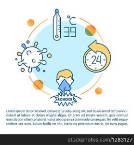 Fever concept icon with text. Patient with high temperature. Influenza infection symptom. PPT page vector template. Brochure, magazine, booklet design element with linear illustrations