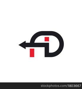 fid or fd letter arrow icon vector illustration design template web