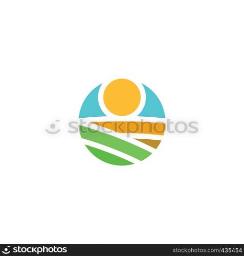 field farm logo landscape icon vector