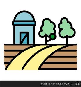 Field farming icon. Outline field farming vector icon color flat isolated. Field farming icon color outline vector