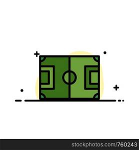 Field, Football, Game, Pitch, Soccer Business Flat Line Filled Icon Vector Banner Template