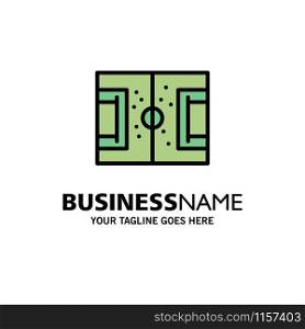 Field, Football, Game, Pitch, Soccer Business Logo Template. Flat Color