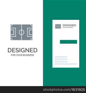 Field, Football, Game, Pitch, Soccer Grey Logo Design and Business Card Template