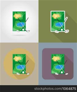 field for golf flat icons vector illustration isolated on background