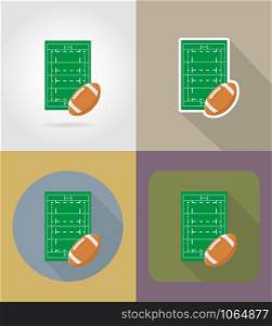 field for rugby flat icons vector illustration isolated on background