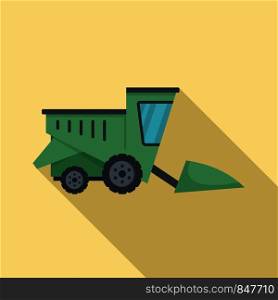 Field harvester icon. Flat illustration of field harvester vector icon for web design. Field harvester icon, flat style