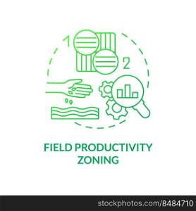 Field productivity zoning green gradient concept icon. Divide field in areas. Increased crop yield abstract idea thin line illustration. Isolated outline drawing. Myriad Pro-Bold font used . Field productivity zoning green gradient concept icon