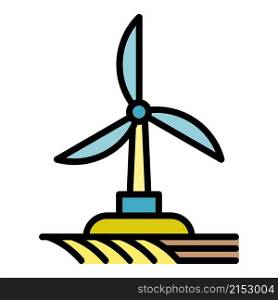 Field wind turbine icon. Outline field wind turbine vector icon color flat isolated. Field wind turbine icon color outline vector