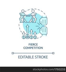 Fierce competition blue concept icon. Market rivalry between businesses. Startup launch challenges abstract idea thin line illustration. Vector isolated outline color drawing. Editable stroke. Fierce competition blue concept icon