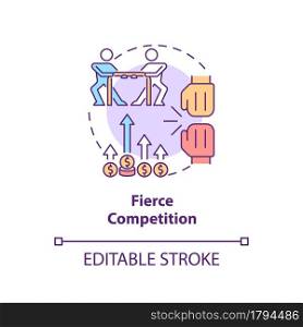 Fierce competition concept icon. Market rivalry between businesses. Startup launch challenges abstract idea thin line illustration. Vector isolated outline color drawing. Editable stroke. Fierce competition concept icon