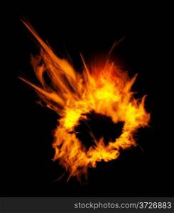 Fiery explosion on a black background. Fiery explosion on a black background. You can put any object into the fire
