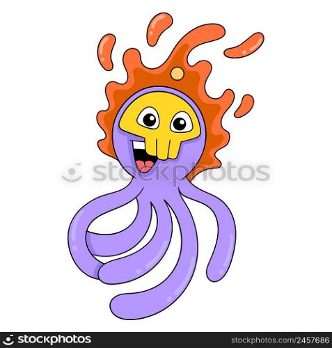 fiery head smiling tentacle monster