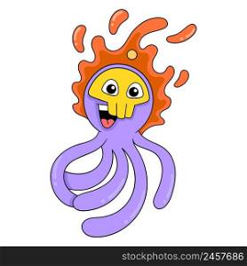 fiery head smiling tentacle monster