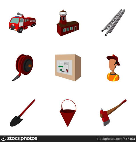 Fiery profession icons set. Cartoon illustration of 9 fiery profession vector icons for web. Fiery profession icons set, cartoon style