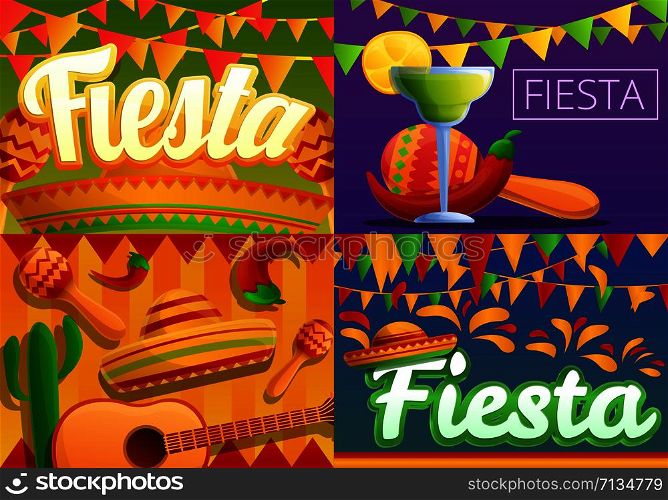 Fiesta banner set. Cartoon illustration of fiesta vector banner set for web design. Fiesta banner set, cartoon style