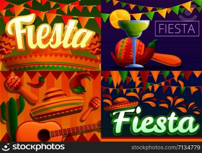 Fiesta banner set. Cartoon illustration of fiesta vector banner set for web design. Fiesta banner set, cartoon style