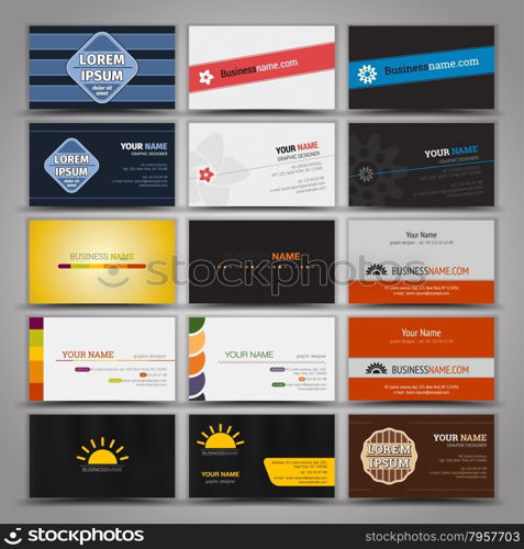 Fifteen colorful business card template