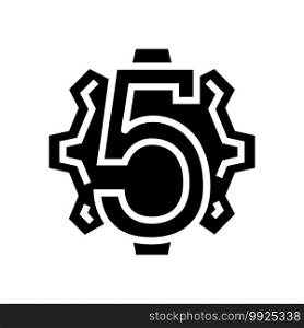 fifth number glyph icon vector. fifth number sign. isolated contour symbol black illustration. fifth number glyph icon vector illustration