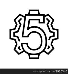 fifth number line icon vector. fifth number sign. isolated contour symbol black illustration. fifth number line icon vector illustration