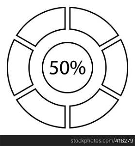 Fifty percents diagram infographics. Outline illustration of fifty percents diagram vector infographics for web. Fifty percents diagram infographics, outline style