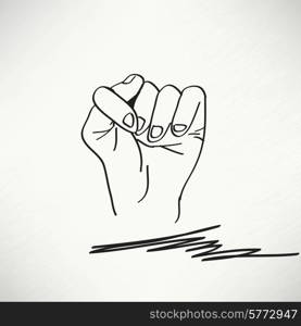 Fig fico haFig fico hand sign, detailed black and white lines vector illustrationnd sign, detailed black and white lines vector illustration