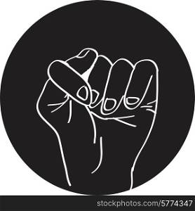 Fig fico haFig fico hand sign, detailed black and white lines vector illustrationnd sign, detailed black and white lines vector illustration