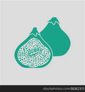 Fig fruit icon. Gray background with green. Vector illustration.