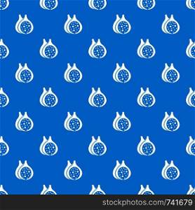 Fig fruit pattern repeat seamless in blue color for any design. Vector geometric illustration. Fig fruit pattern seamless blue