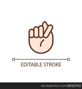 Fig sign pixel perfect RGB color icon. Offensive hand gesture. Obscene non verbal communication. Isolated vector illustration. Simple filled line drawing. Editable stroke. Arial font used. Fig sign pixel perfect RGB color icon