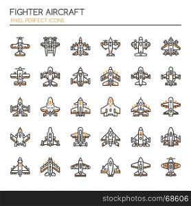 Fighter Aircraft , Thin Line and Pixel Perfect Icons