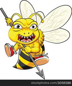 fighter angry bee holding spear