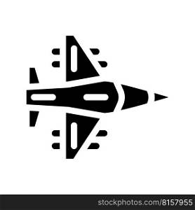 fighter jet airplane aircraft glyph icon vector. fighter jet airplane aircraft sign. isolated symbol illustration. fighter jet airplane aircraft glyph icon vector illustration