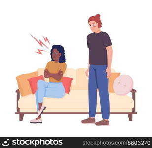 Fighting couple semi flat color vector characters. Editable figures. Full body people on white. Relationship conflict simple cartoon style illustration for web graphic design and animation. Fighting couple semi flat color vector characters