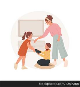 Fighting siblings isolated cartoon vector illustration. Toddlers kick each other, parent going crazy, trying to stop the fight, siblings rivalry, fight for toy, family problem vector cartoon.. Fighting siblings isolated cartoon vector illustration.