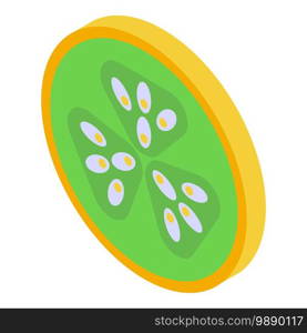 Figs green slice icon. Isometric of figs green slice vector icon for web design isolated on white background. Figs green slice icon, isometric style