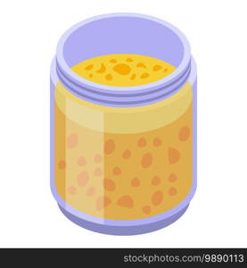 Figs jam jar icon. Isometric of figs jam jar vector icon for web design isolated on white background. Figs jam jar icon, isometric style