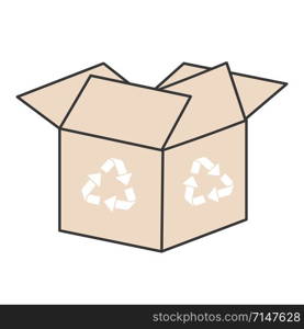 figure box open with recycle symbol icon, vector illustraction design