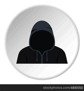 Figure in a hoodie icon in flat circle isolated on white background vector illustration for web. Figure in a hoodie icon circle