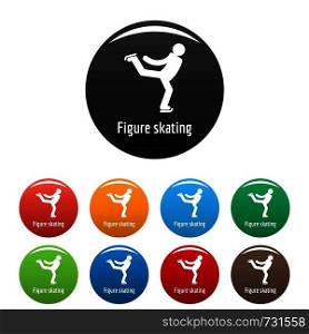 Figure skating icon. Simple illustration of figure skating vector icons set color isolated on white. Figure skating icons set color vector