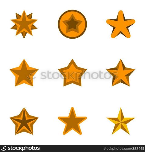 Figure star icons set. Flat illustration of 9 figure star vector icons for web. Figure star icons set, flat style