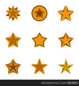 Figure star icons set. Flat illustration of 9 figure star vector icons for web. Figure star icons set, flat style