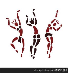 Figures of African dancers.. Figures of African dancers. People silhouette set. Primitive art. Vector Illustration.