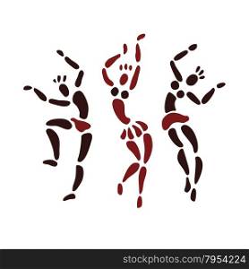 Figures of African dancers. People silhouette set. Primitive art. Vector Illustration.. Figures of African dancers.