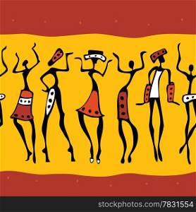 Figures of african dancers . Seamless Vector Illustration.