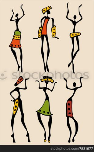 Figures of african dancers . Vector Illustration.