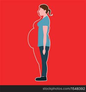 Figures of thin woman in a thick body. Weight loss concept. Vector illustration. Vector illustration. Figures of thin woman in a thick body. Weight loss concept.