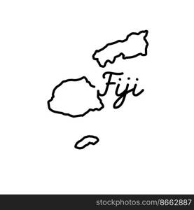 Fiji outline map with the handwritten country name. Continuous line drawing of patriotic home sign. A love for a small homeland. T-shirt print idea. Vector illustration.. Fiji outline map with the handwritten country name. Continuous line drawing of patriotic home sign
