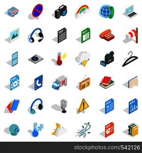 File and app icons set. Isometric style of 36 file and app vector icons for web isolated on white background. File and app icons set, isometric style